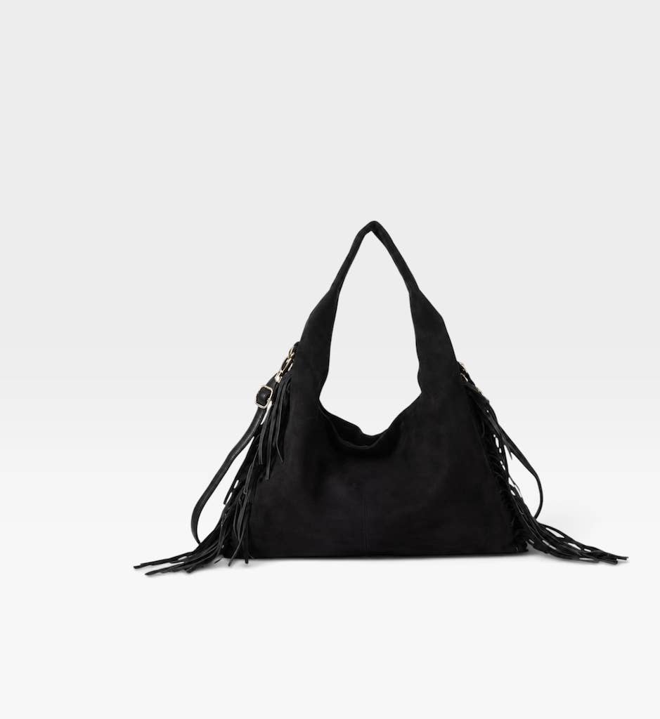 Sac à main en suédine à franges