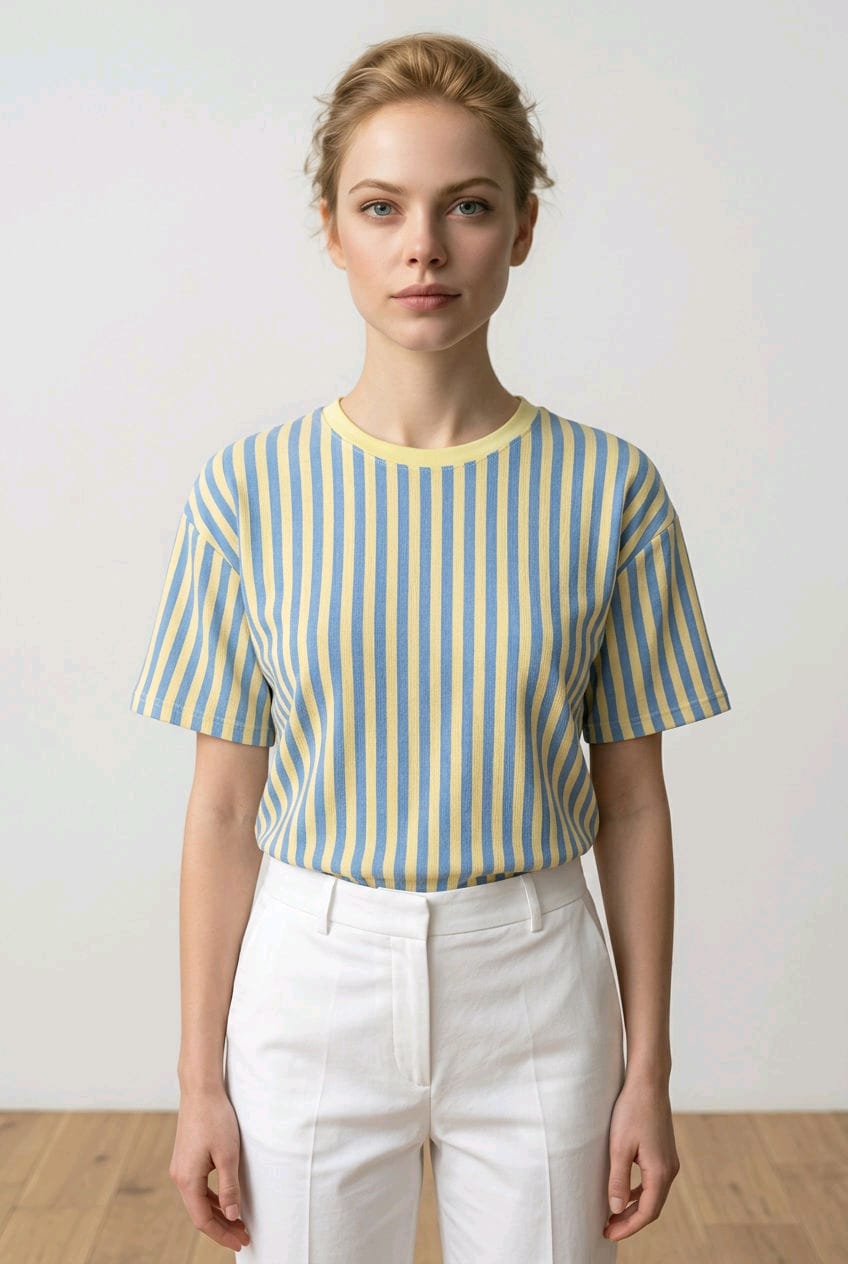 T-shirt rayé dos cœur ajouré tendance – EMMASH