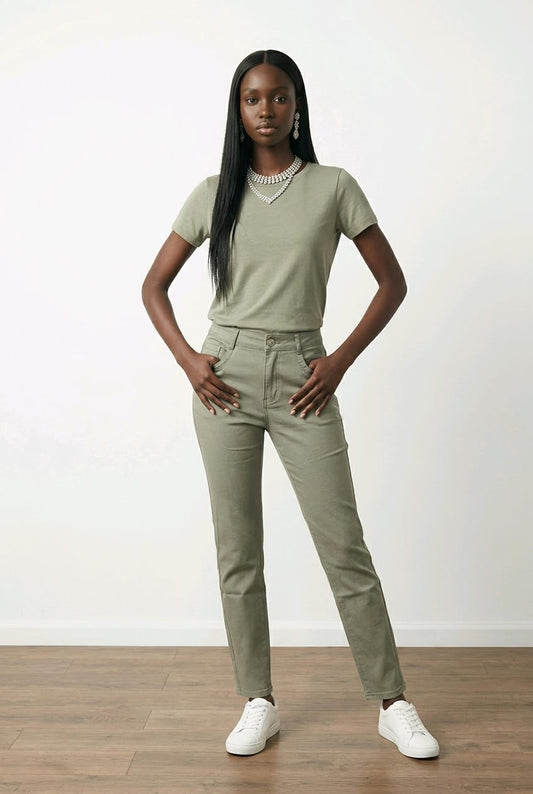 Pantalon 7/8 kaki QUING – Roc en Beauté