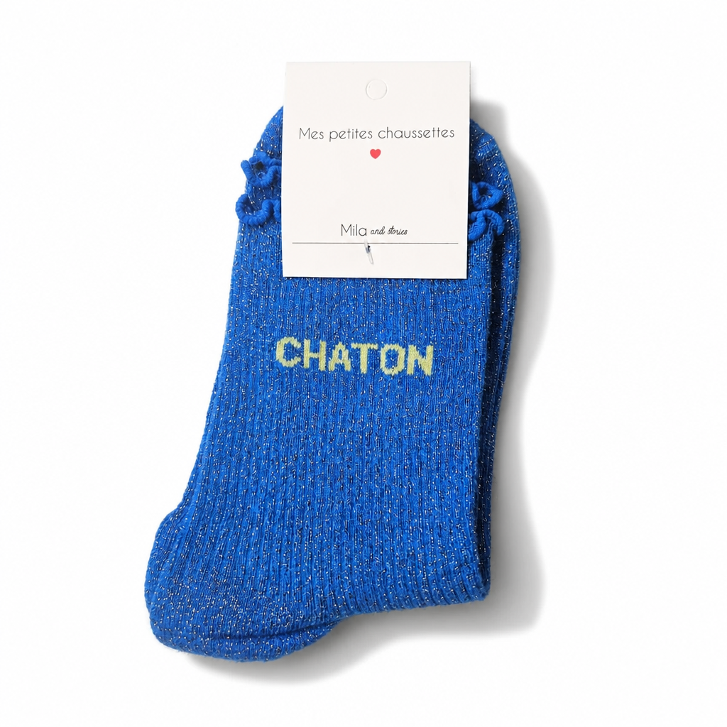 Chaussette bleu chaton