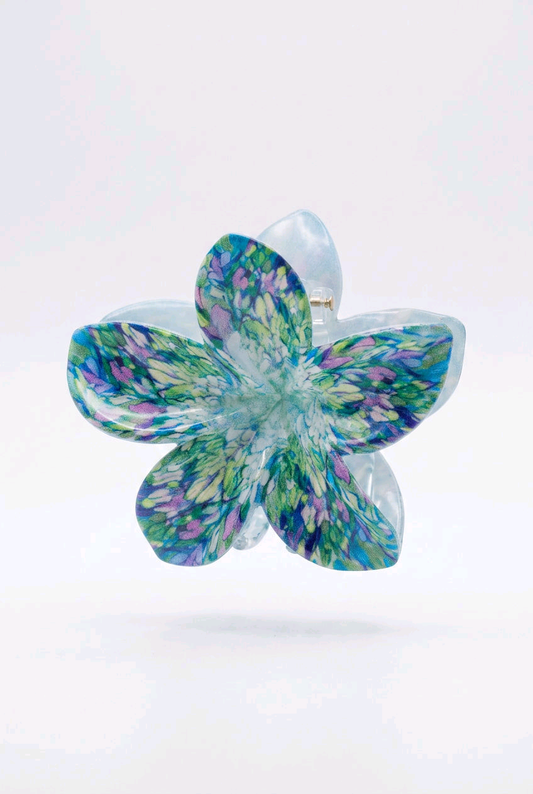 Pince fleur multicolore ton bleuté violet