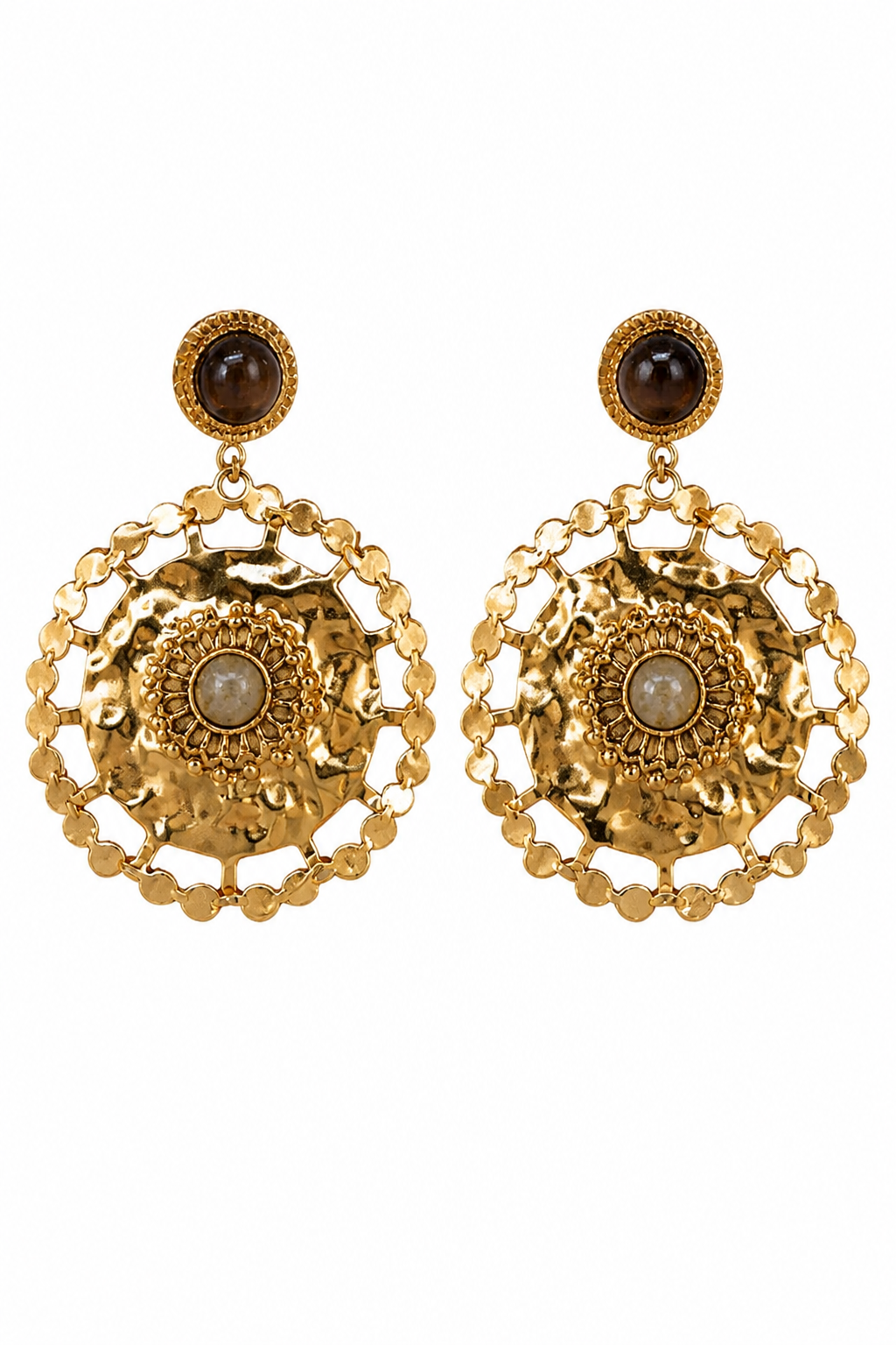 Collier médaillon texture doré