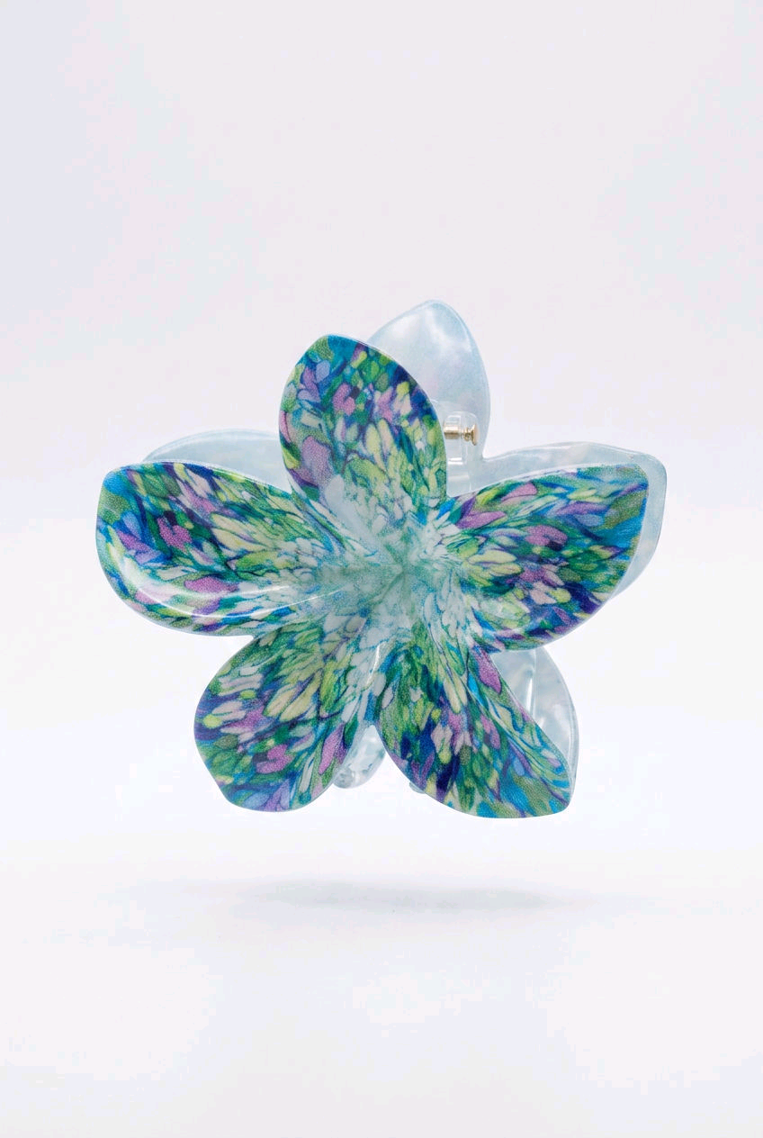 Pince fleur multicolore ton bleuté violet