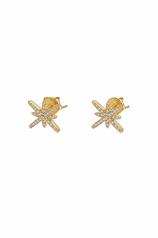 Boucles d'oreilles puces pierre dorées
