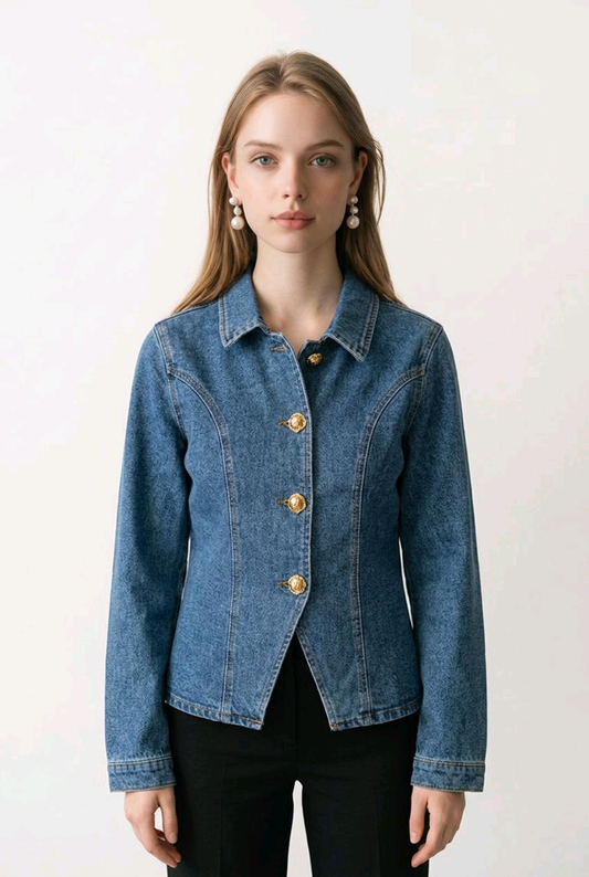 Veste en jean boutons bijoux