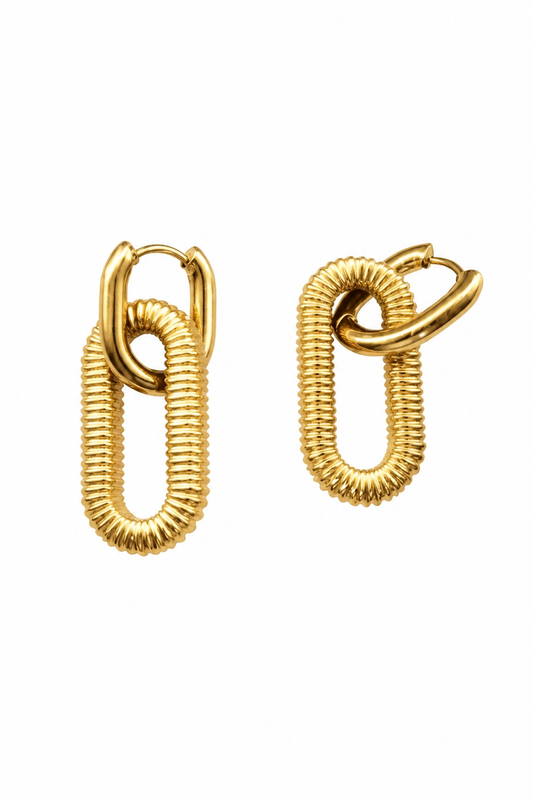 Boucles d'oreilles maillons entrelacés dorés