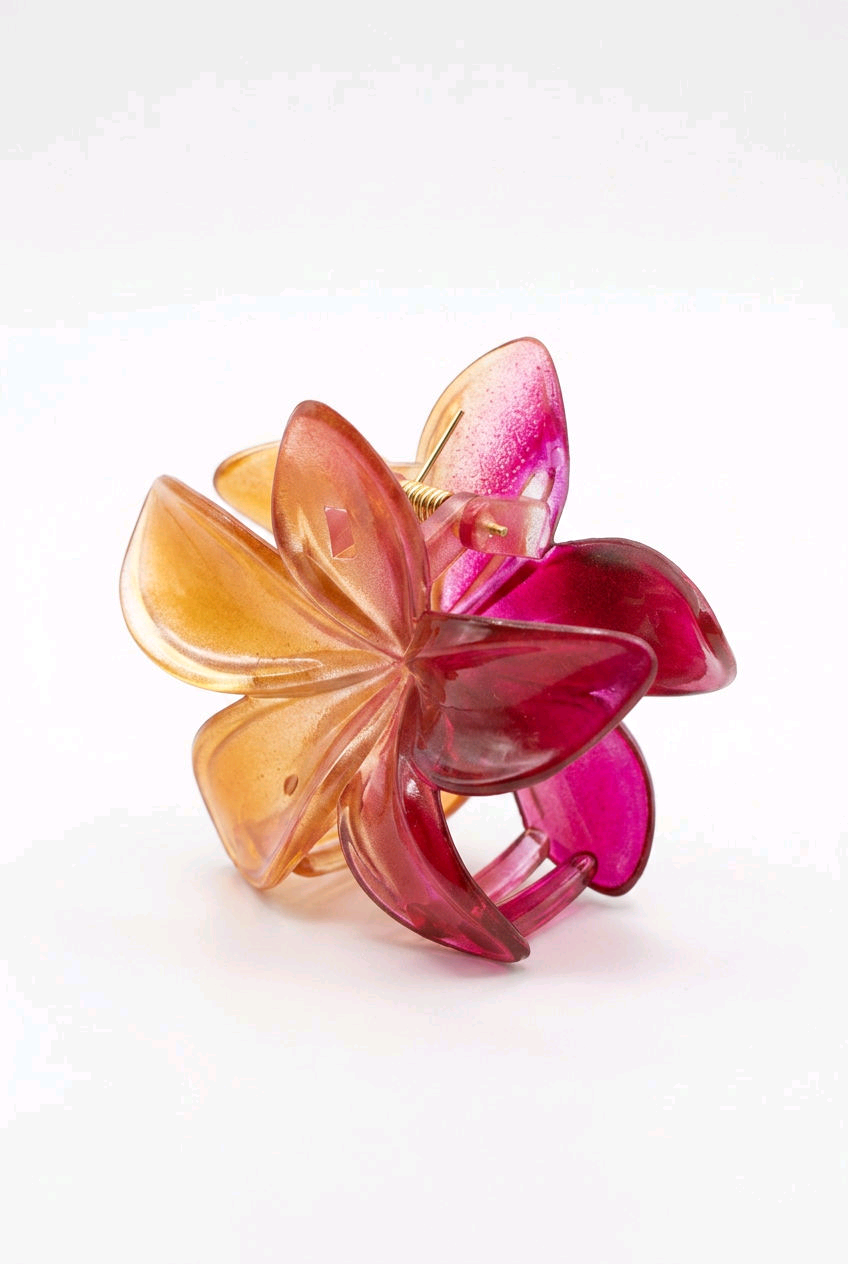 Pince fleur fuchsia dorée