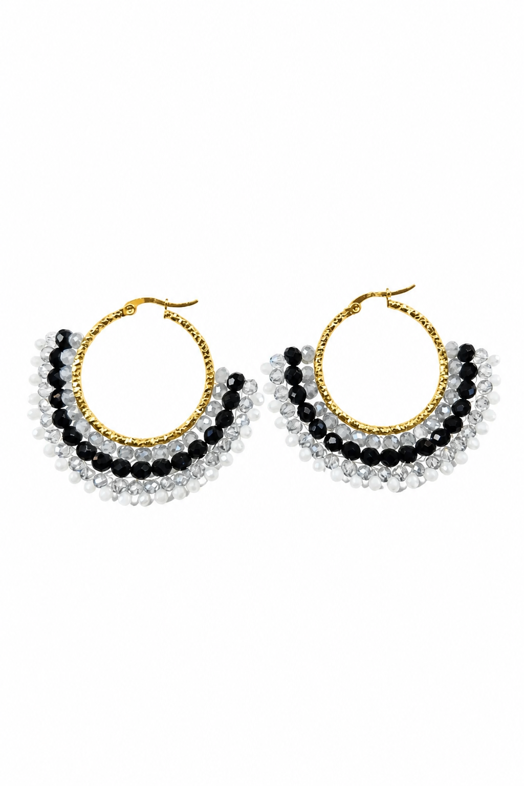 Boucles d'oreilles anneau martelé argenté