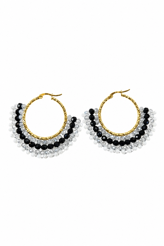 Boucles d'oreilles anneau martelé argenté