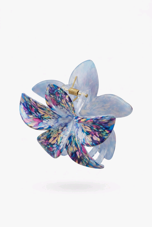Pince fleur multicolore bleuté