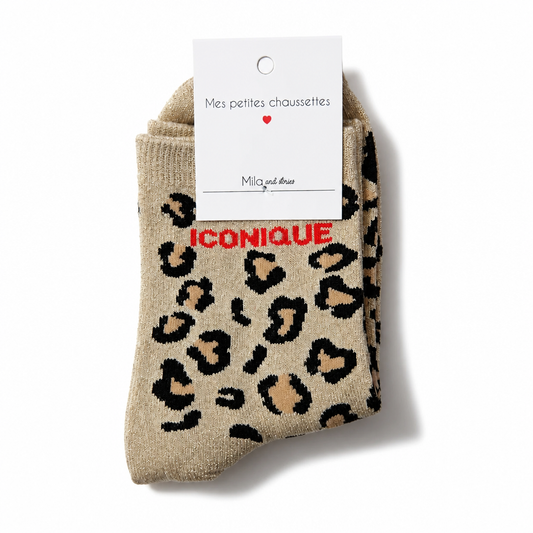 Chaussette léopard beige iconique