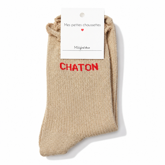 Chaussette chaton beige