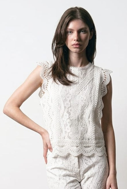 Haut sans manches en dentelle noir – MILLA MODE