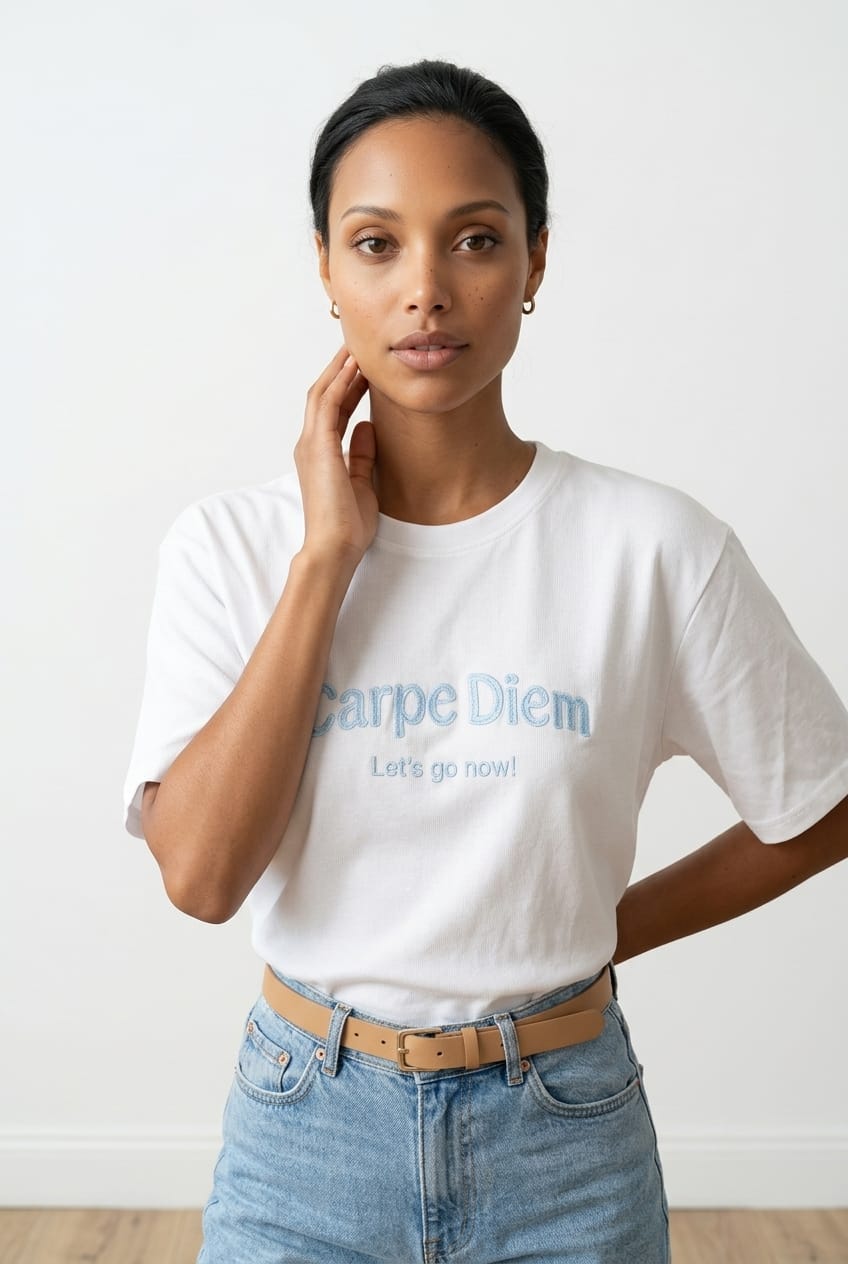 T-shirt brodé message tendance blanc – EMMASH