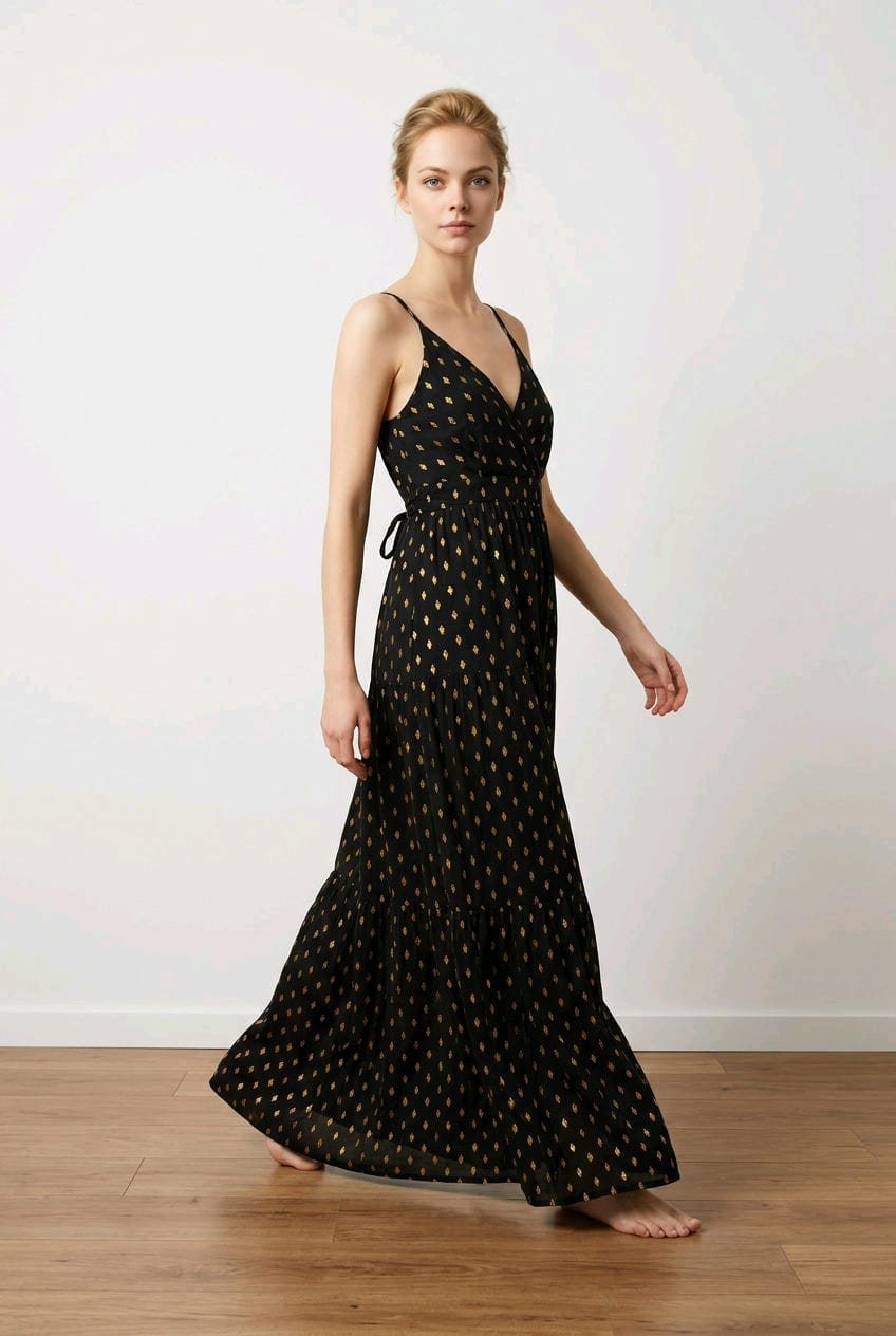 Robe bretelles dorures – MILLA MODE