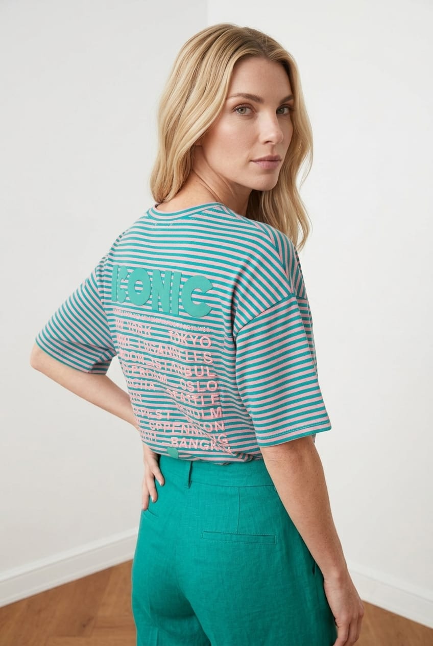 T-shirt oversize iconic fines rayures – EMMASH