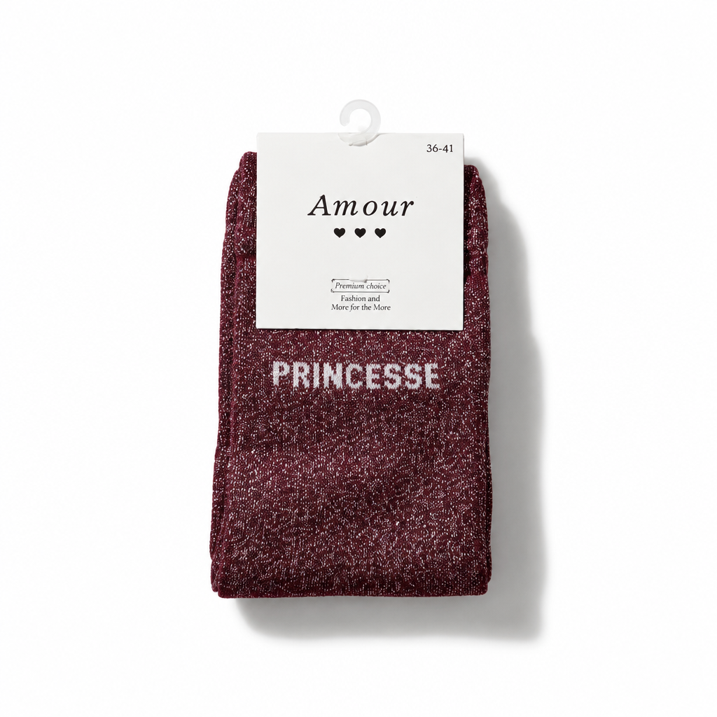 Chaussette pailletée rose message Princesse