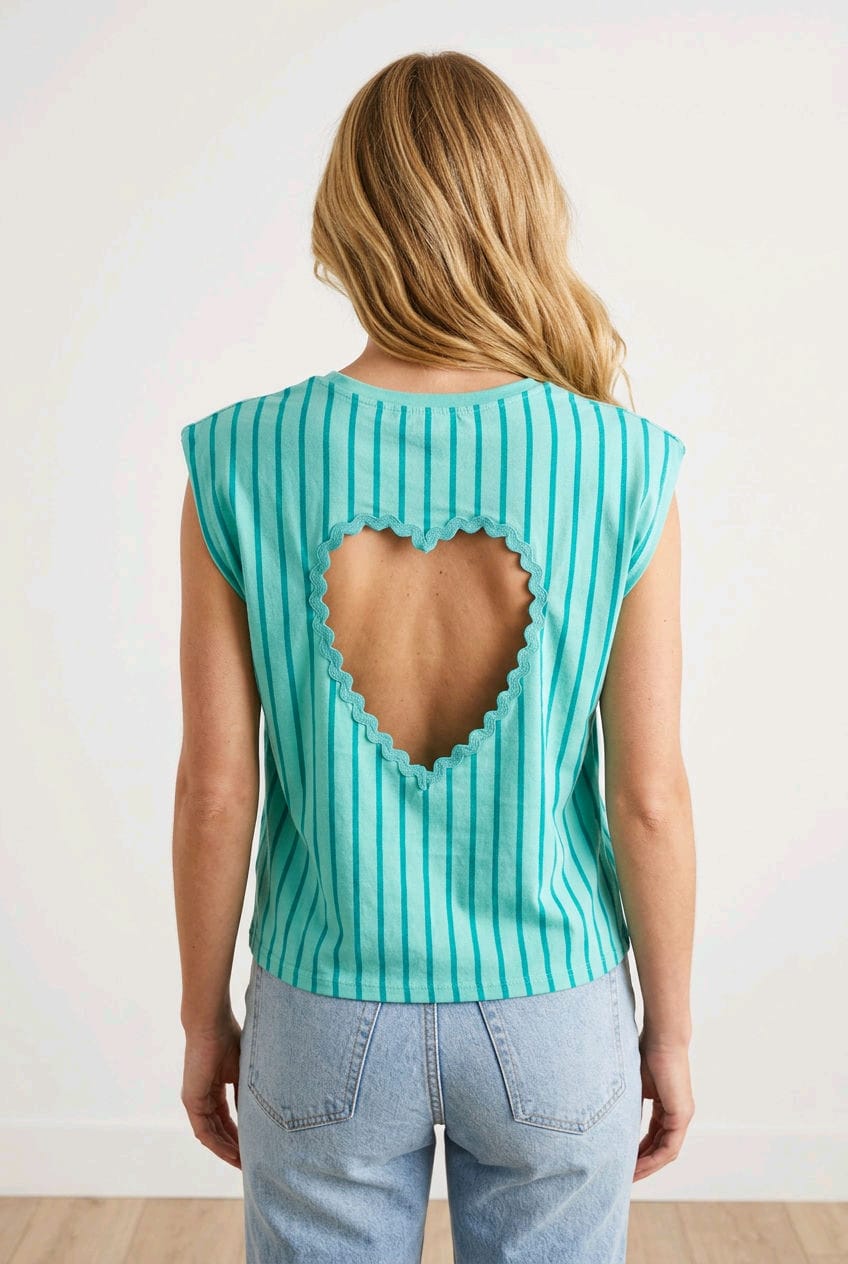 T-shirt épaulettes dos coeur ouvert