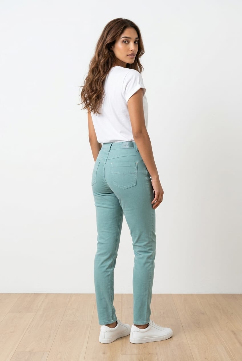 Jeans turquoise QUING – Roc en Beauté