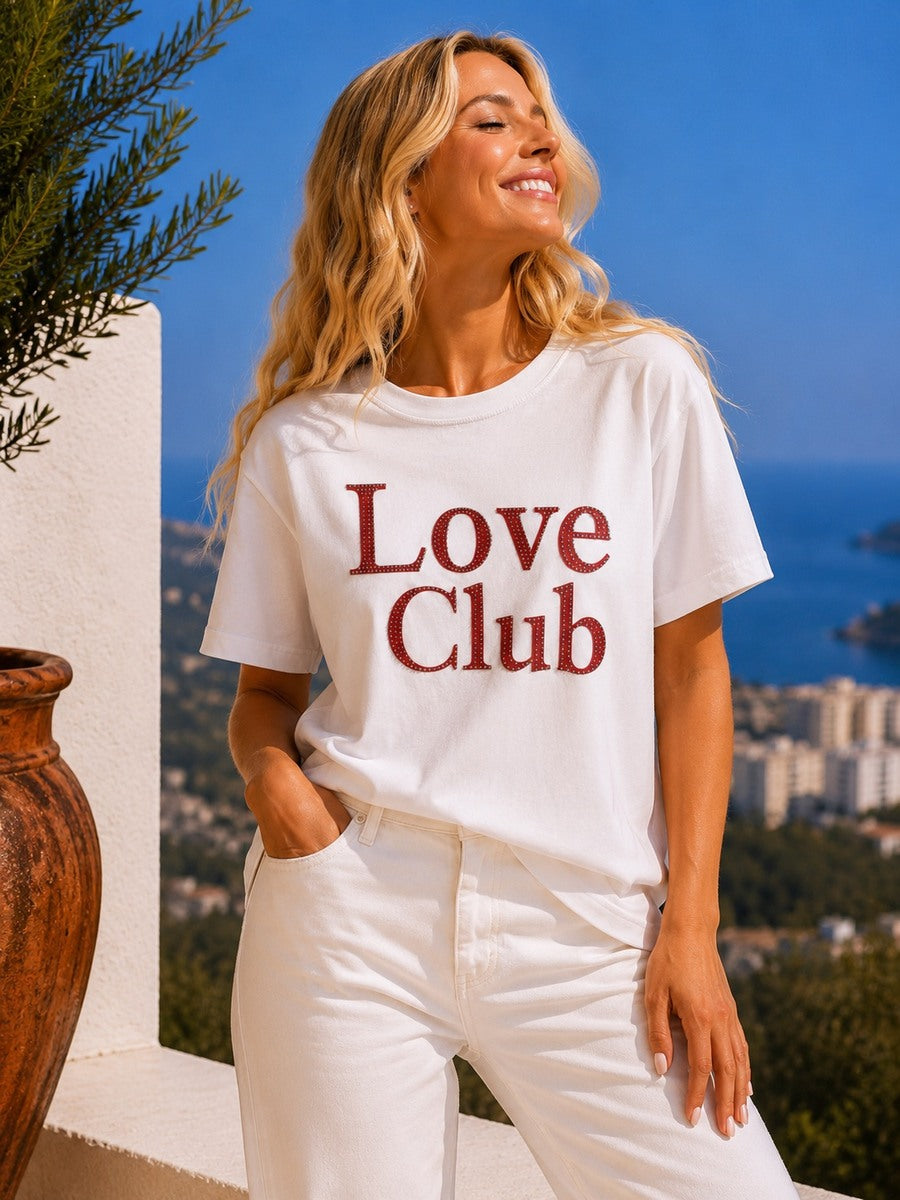 T-shirt Love Club blanc